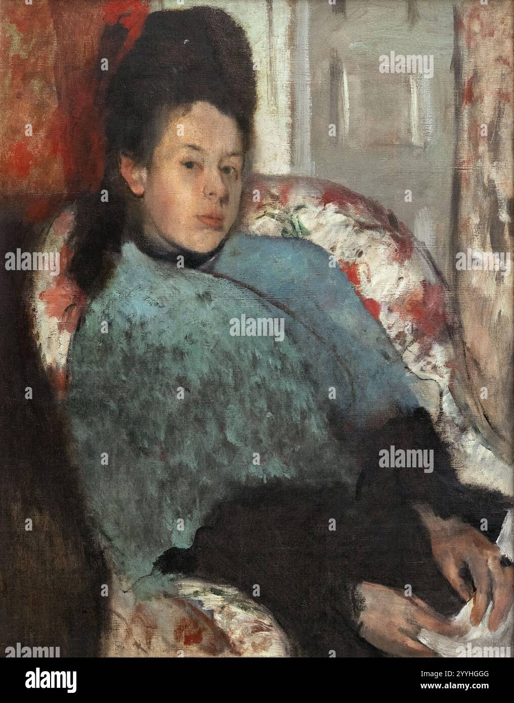 Edgar Degas ; Portrait d'Elena Carafa, vers 1875 ; peinture de dégazage d'un de ses cousins. Peintures impressionnistes françaises du XIXe siècle Banque D'Images