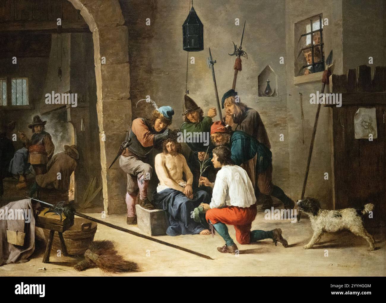 David Teniers le Christ cadet couronné d'épines, 1641. David Teniers le jeune tableau ; peintre baroque flamand du XVIIe siècle ; huile sur cuivre. Banque D'Images