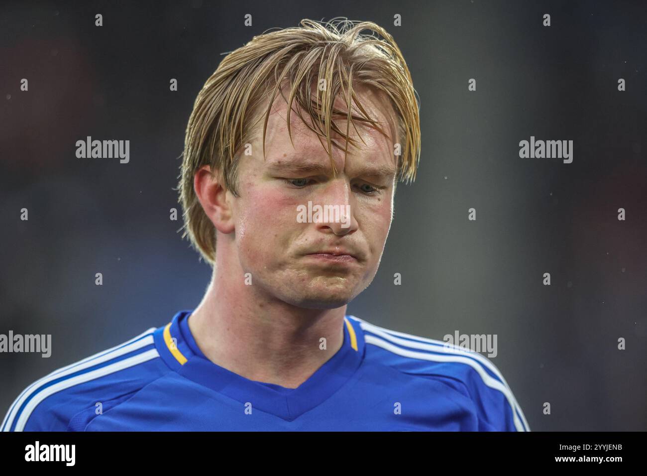 Leicester, Royaume-Uni. 22 décembre 2024. Victor Kristiansen de Leicester City lors du match de premier League Leicester City vs Wolverhampton Wanderers au King Power Stadium, Leicester, Royaume-Uni, 22 décembre 2024 (photo par Alfie Cosgrove/News images) à Leicester, Royaume-Uni le 22/12/2024. (Photo par Alfie Cosgrove/News images/SIPA USA) crédit : SIPA USA/Alamy Live News Banque D'Images