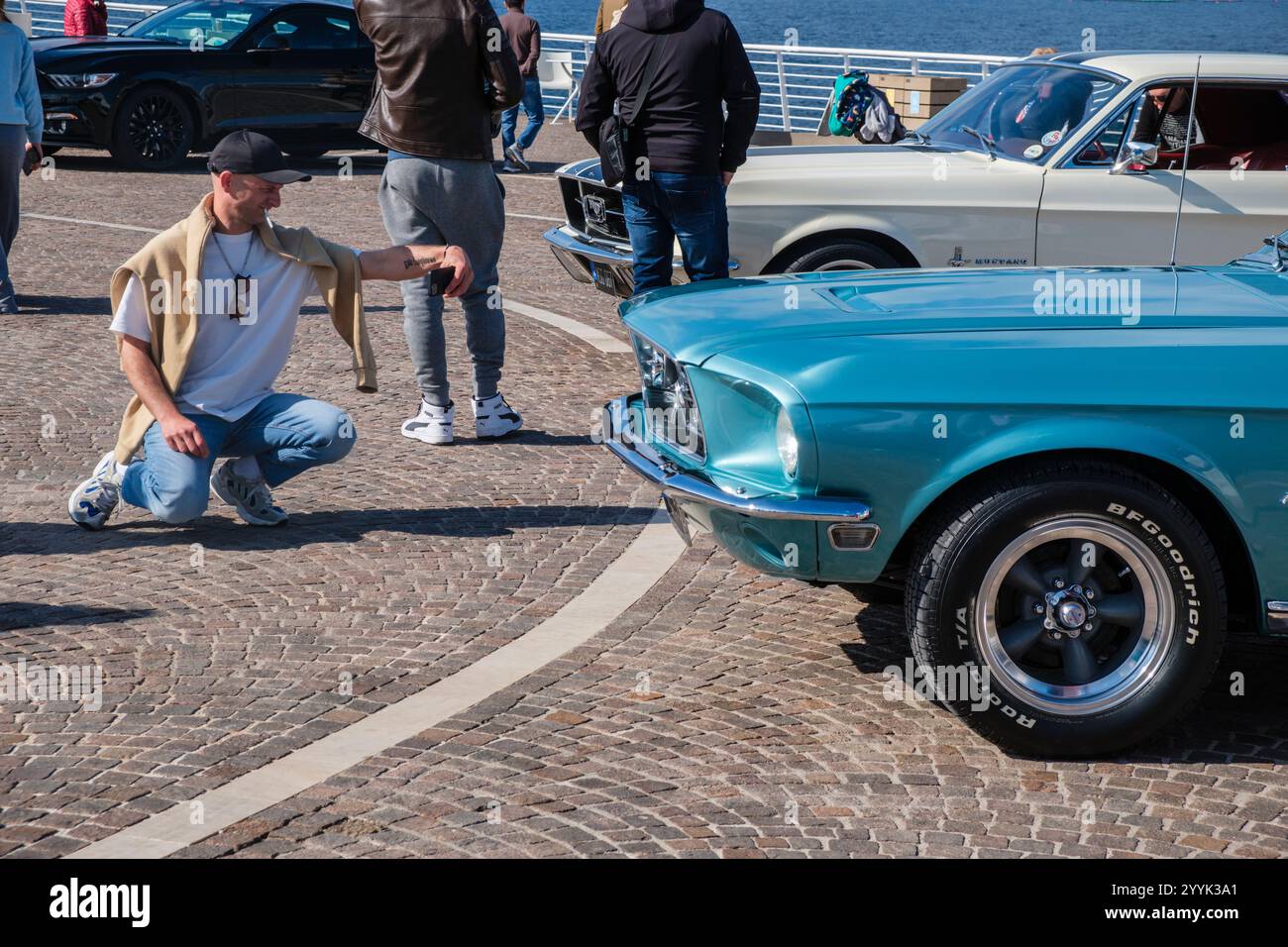 Photographie d'une Ford Mustang classique lors d'un rallye de l'American car Club of Malta, Qawra, Malte Banque D'Images