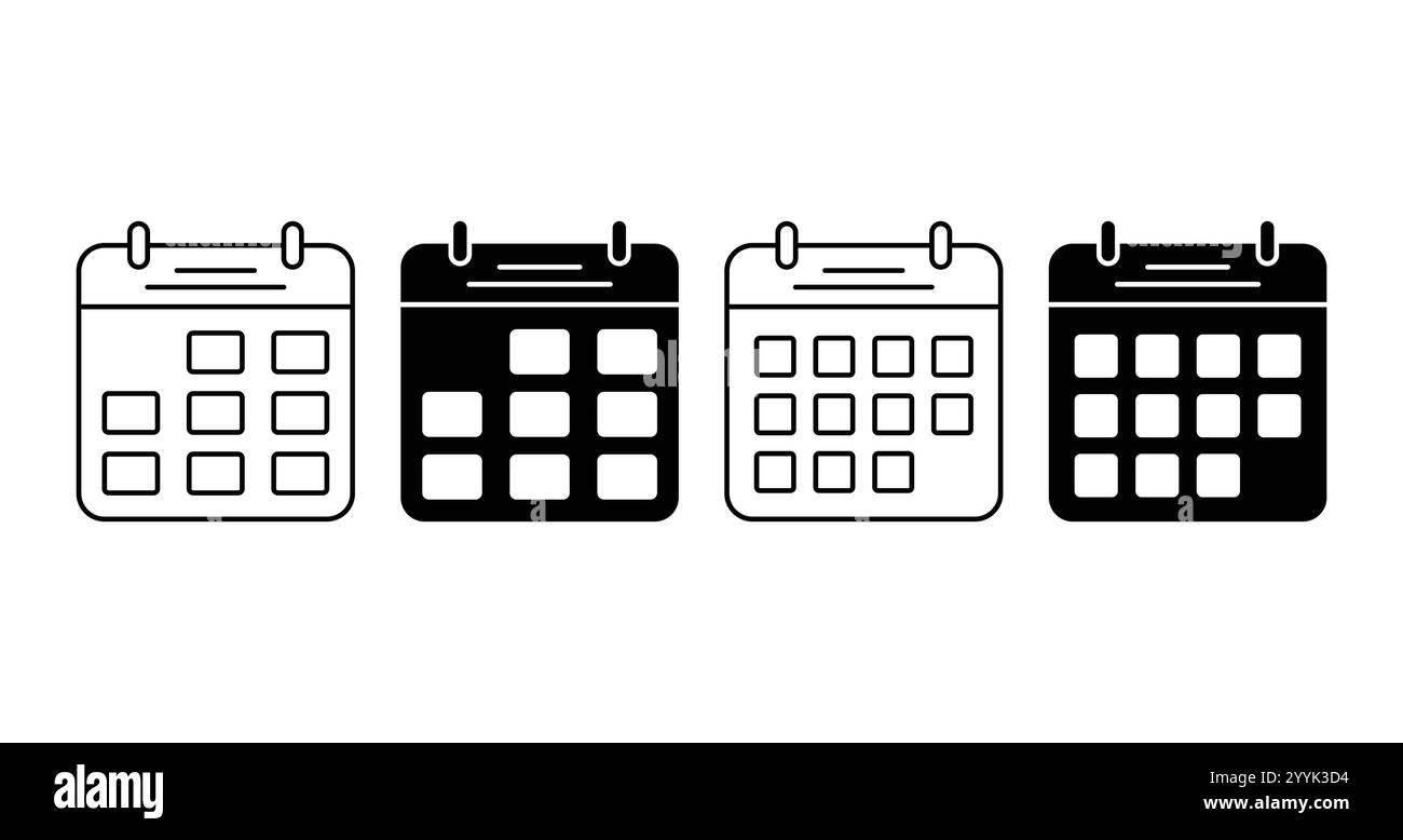 Ensemble d'icônes de calendrier. Symbole du calendrier. icône de vecteur de calendrier Illustration de Vecteur