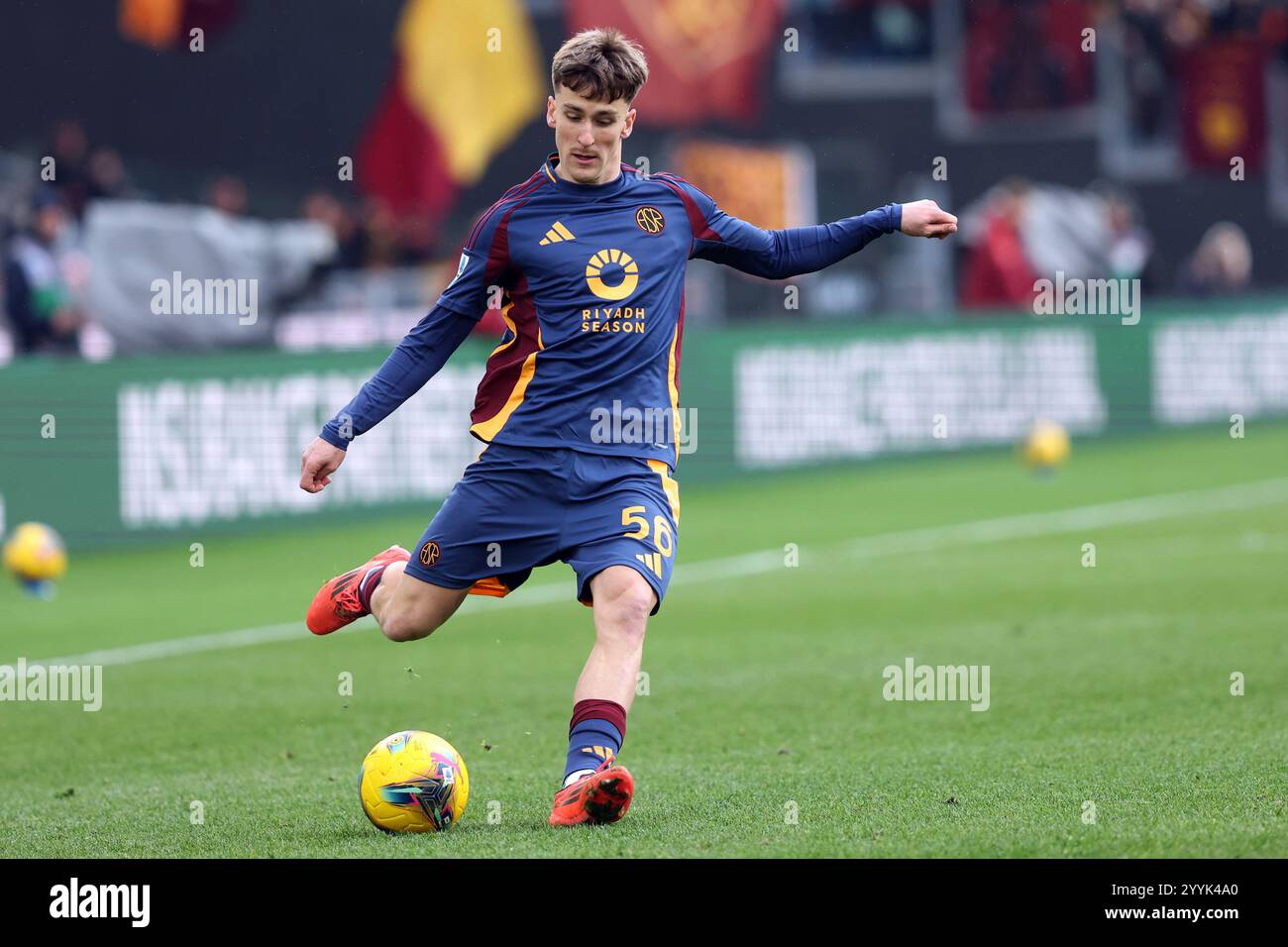 Rome, Italie 22.12.2024 : Alexis Saelemaekers de Roma pendant le championnat italien de football Serie A Enilive 2024-2025 match AS Roma vs Parma Calcio at Banque D'Images