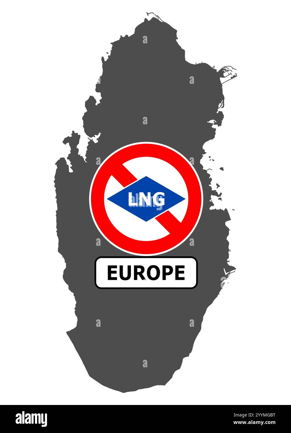 Carte du Qatar pays qui veut arrêter l'exportation de GNL vers l'Europe Banque D'Images