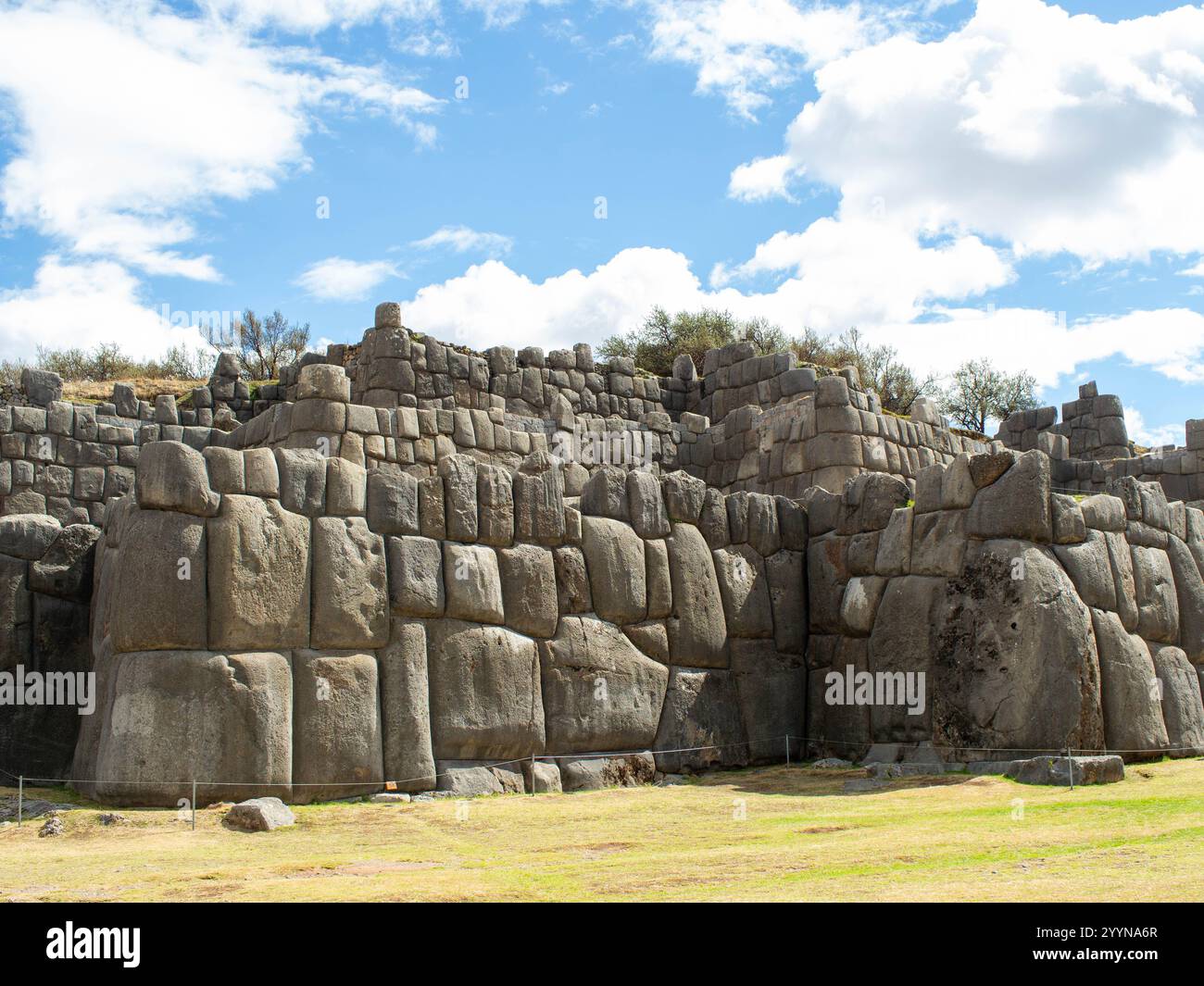 Détail d'un mur du temple inca de Saqsaywaman à Cusco Banque D'Images