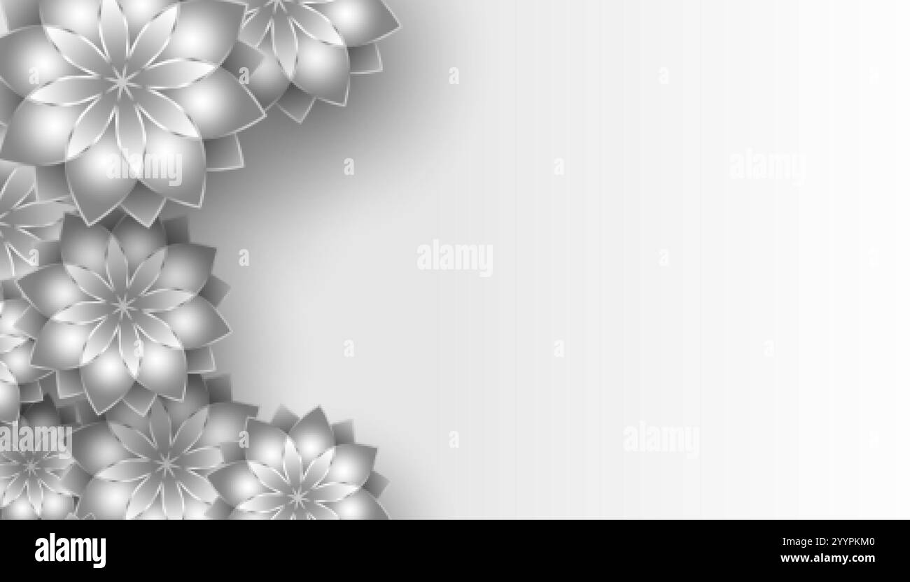 joli fond de fleurs en niveaux de gris avec espace de texte Illustration de Vecteur