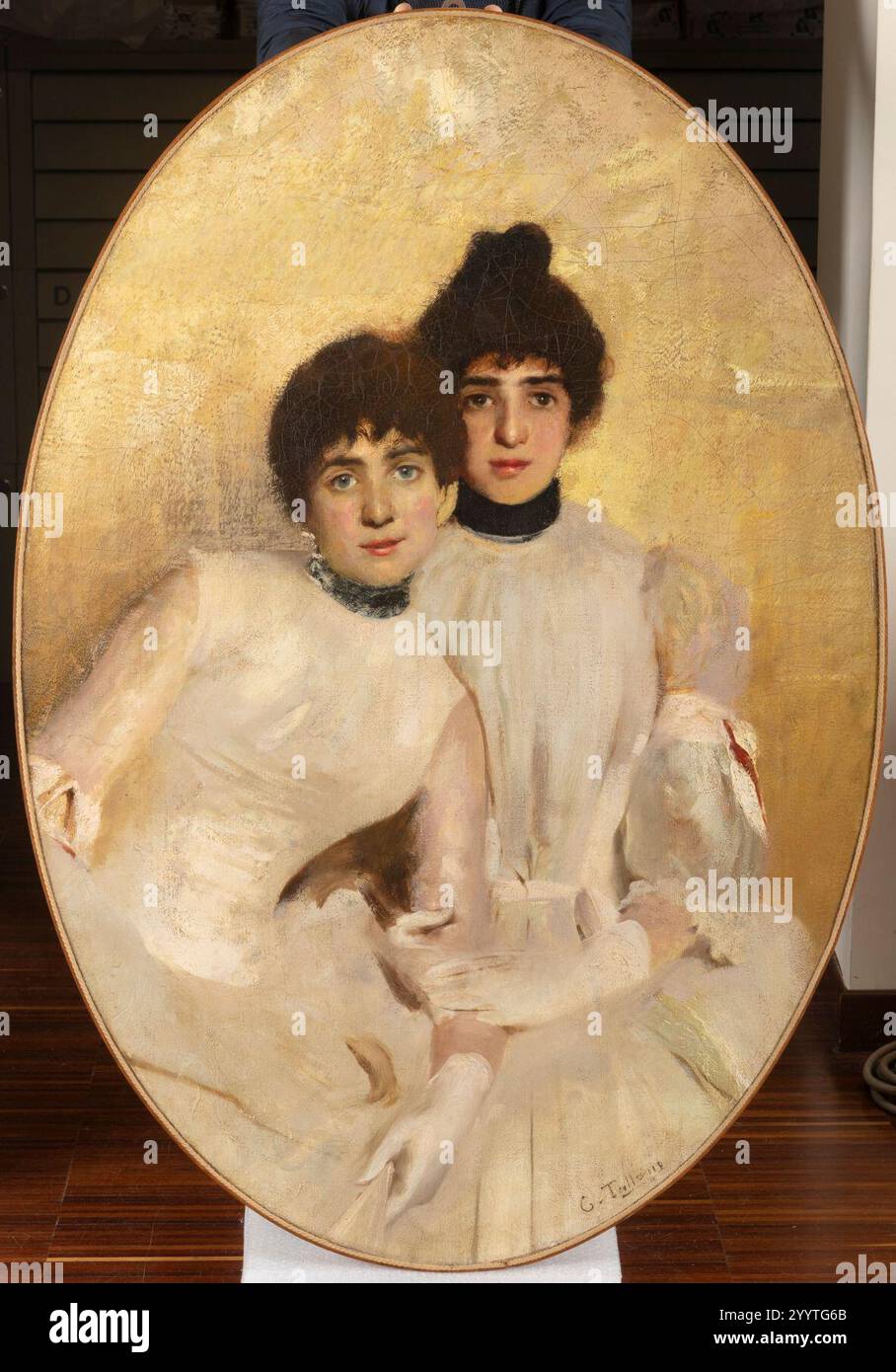 Portrait féminin double (c.1887), par Cesare Tallone. Banque D'Images