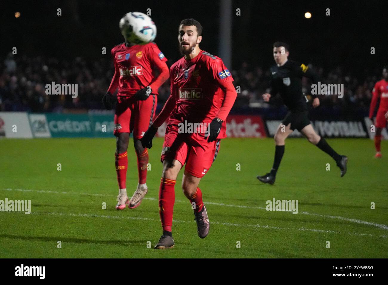 Belkacem Dali Amar de Quevilly-Rouen Métropole lors de la Coupe de France, manche du match de football 64 opposant les États-Unis ST Philbert de Grandlieu et Quevilly-Rouen Métropole le 22 décembre 2024 au stade Jean Léveillé à Challans, France - photo Laurent Lairys / DPPI Banque D'Images