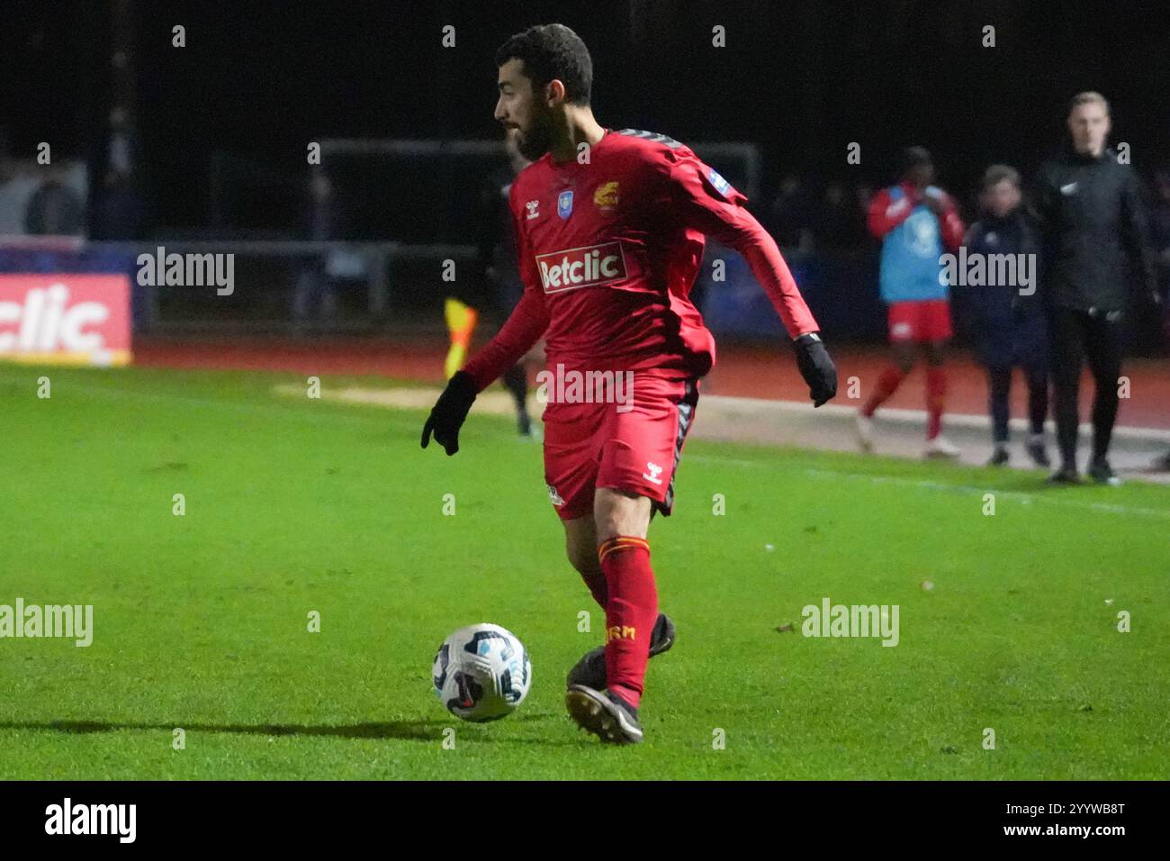 Belkacem Dali Amar de Quevilly-Rouen Métropole lors de la Coupe de France, manche du match de football 64 opposant les États-Unis ST Philbert de Grandlieu et Quevilly-Rouen Métropole le 22 décembre 2024 au stade Jean Léveillé à Challans, France - photo Laurent Lairys / DPPI Banque D'Images