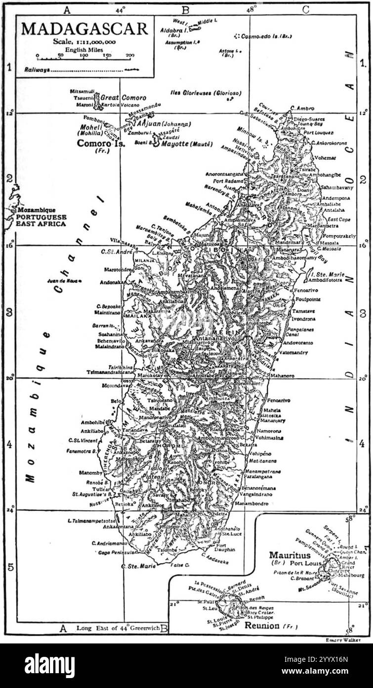 EB1911 - carte de Madagascar. Banque D'Images