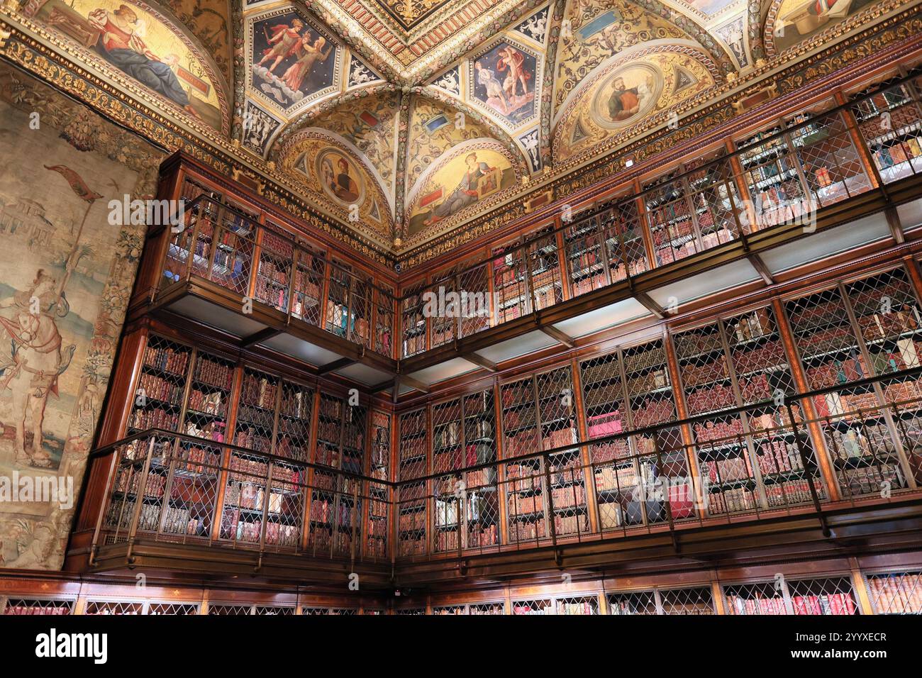 Bibliothèque J.P. Morgan, intérieur orné Banque D'Images