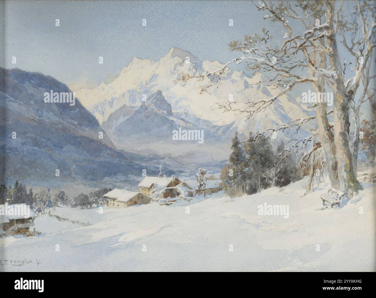 Edward Theodore Compton Hochkönig im Winter. Banque D'Images