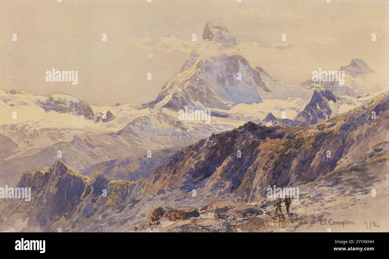 Edward Theodore Compton Das Matterhorn von der Triftkumme. Banque D'Images