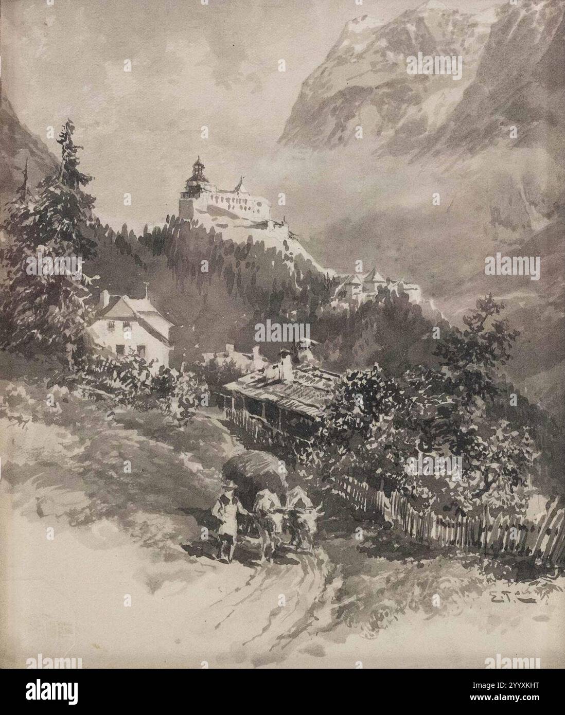 Edward Theodore Compton Festung Hohenwerfen. Banque D'Images