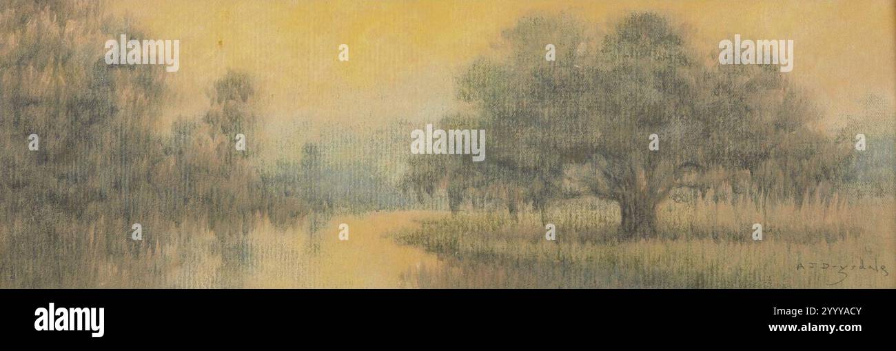 Louisiana Bayou par Alexander John Drysdale, lavage à l'huile sur papier. Banque D'Images