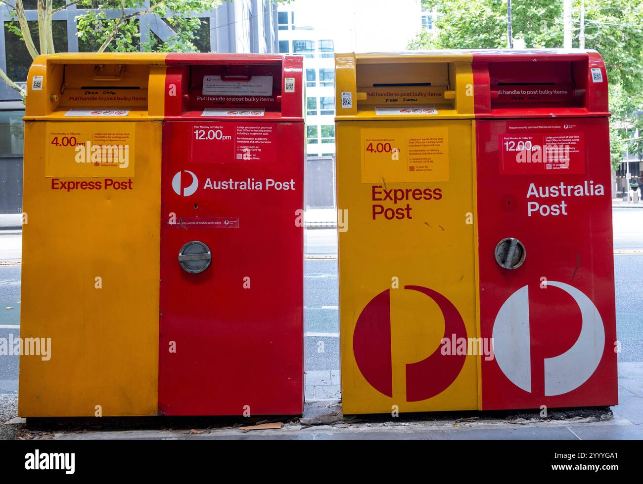 Australie boîtes aux lettres dans la ville de Melbourne. Melbourne, Victoria, Australie Banque D'Images