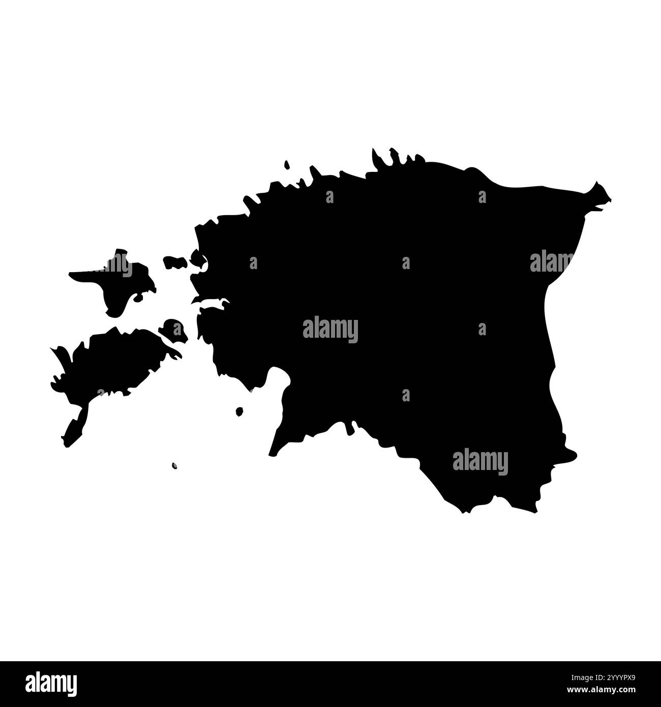 Estonie représentation vectorielle détaillée élevée de la silhouette du pays en noir solide sur fond blanc. Pour une utilisation éducative, décorative ou informative mettant en valeur le plan national. Illustration de Vecteur