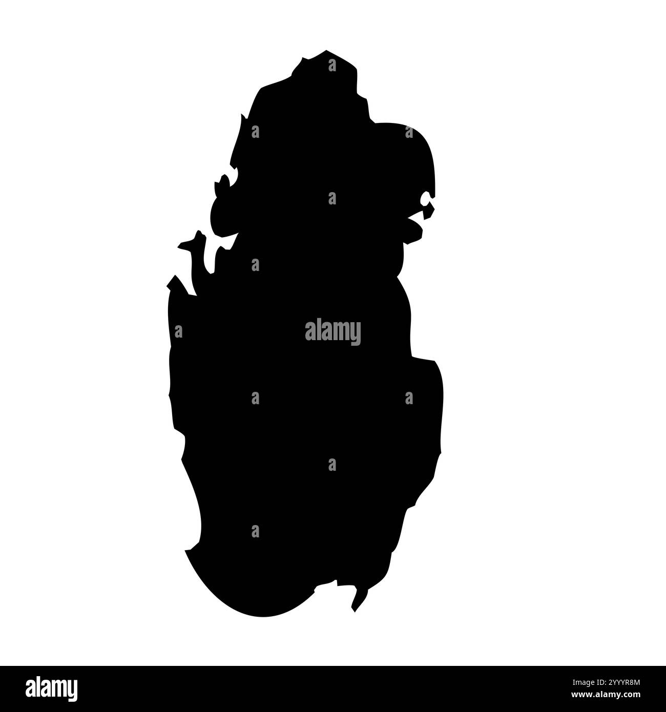 Qatar haute représentation vectorielle détaillée de la silhouette du pays en noir solide sur fond blanc. Pour une utilisation éducative, décorative ou informative mettant en valeur le plan national. Illustration de Vecteur