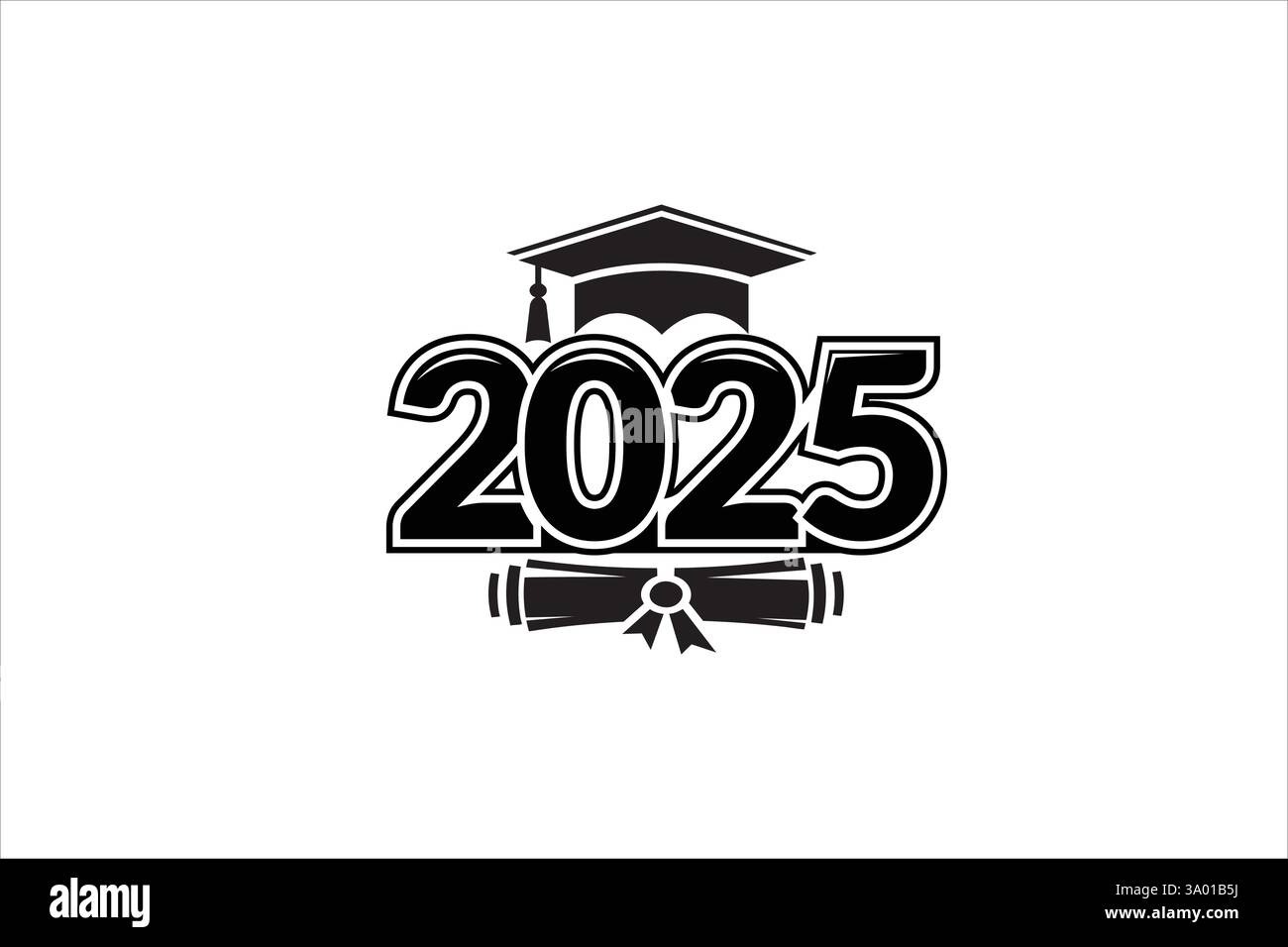 Classe de 2025 avec graduation Cap. Congrats graduation calligraphie lettrage. Illustration de Vecteur