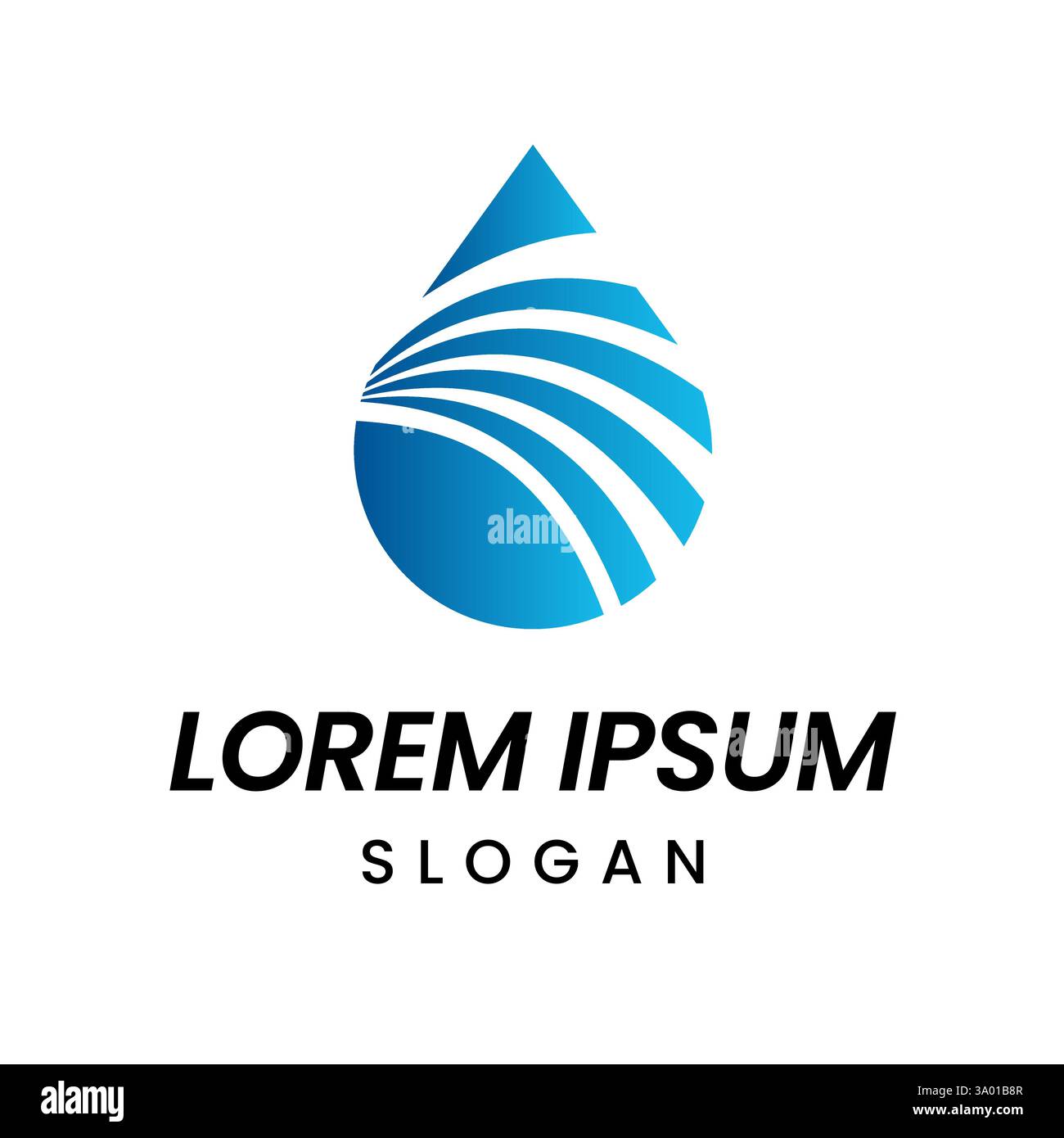 Logo moderne avec une goutte d'eau bleue élégante avec des lignes courbes dynamiques pour les entreprises liées à l'eau, les entreprises technologiques, les marques environnementales Illustration de Vecteur