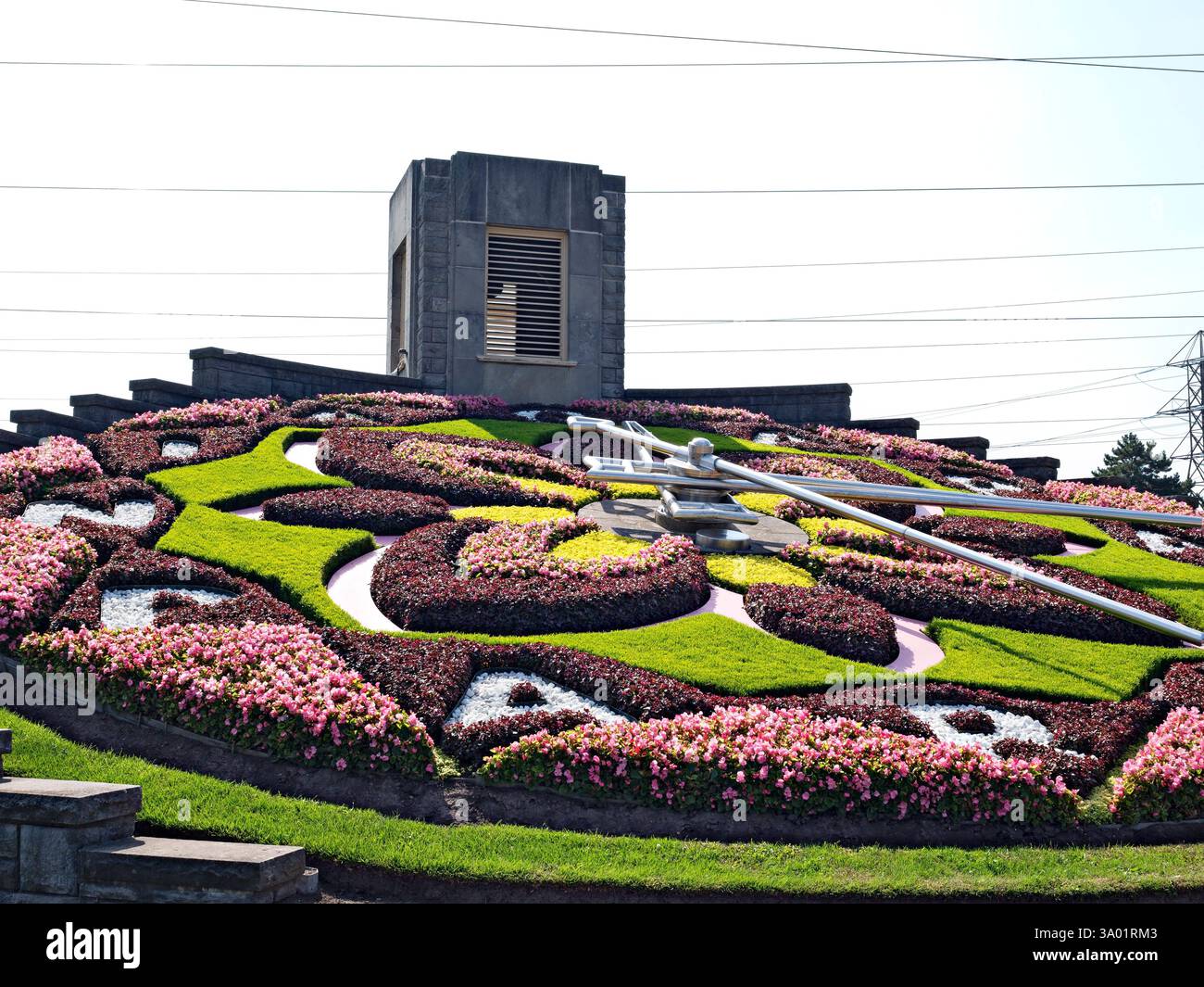 Niagara Parks, Canada / horloge florale pittoresque mesurant 40 pieds de diamètre, l'affichage floral est un arrêt touristique populaire. Banque D'Images