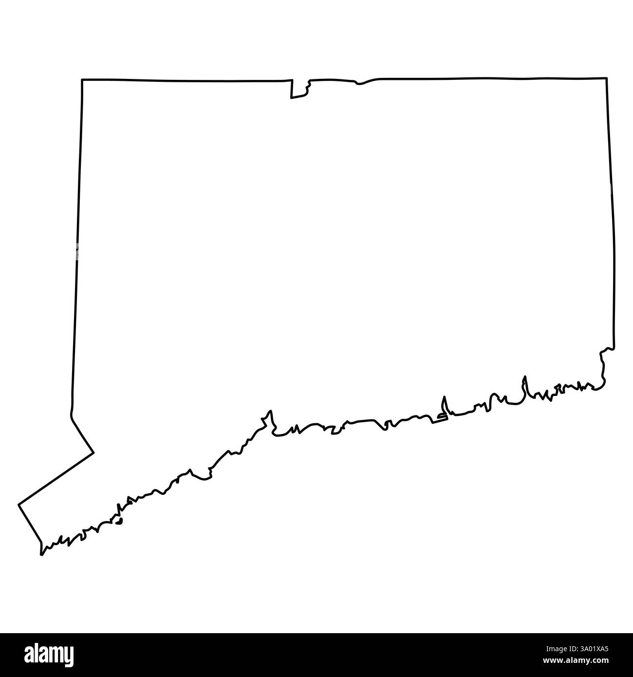 Carte d'État minimaliste du Connecticut aux lignes épurées et à silhouette noire Illustration de Vecteur