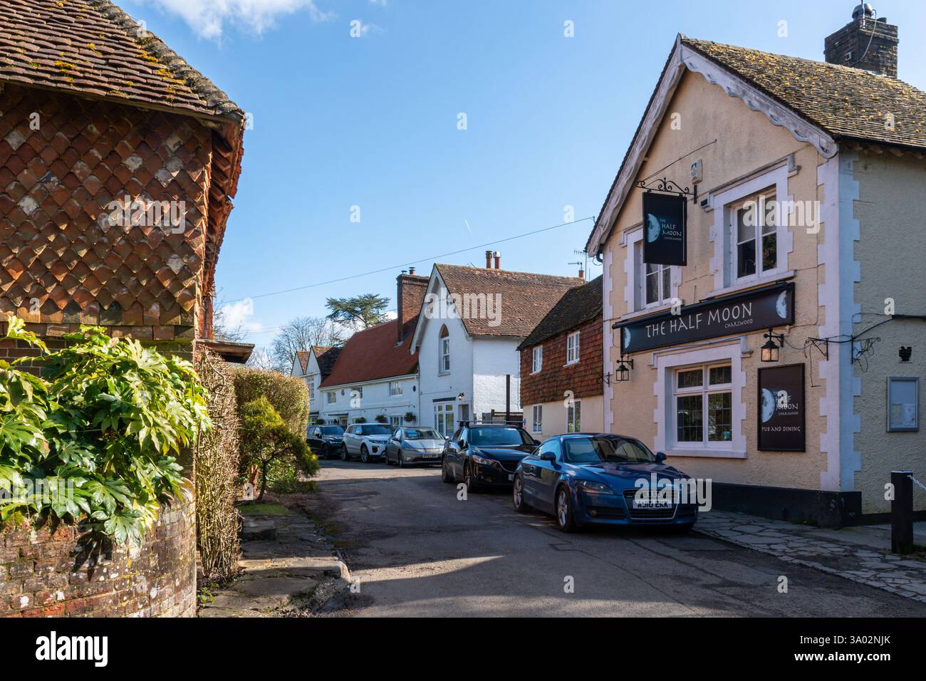 1er mars 2025. Village de Charlwood près de Gatwick, Surrey, Angleterre, Royaume-Uni. La secrétaire du gouvernement travailliste aux Transports, Heidi Alexander, a récemment déclaré qu'elle était prête à approuver une deuxième piste de travail à l'aéroport de Gatwick, ce qui entraînerait plus de 35 % de vols en plus depuis l'aéroport et 50 % d'émissions de CO2 en plus, ainsi qu'une augmentation du bruit sous les trajectoires de vol et plus de congestion sur les routes environnantes. De nombreux villageois de Charlwood sont contre ce plan d'expansion. Banque D'Images