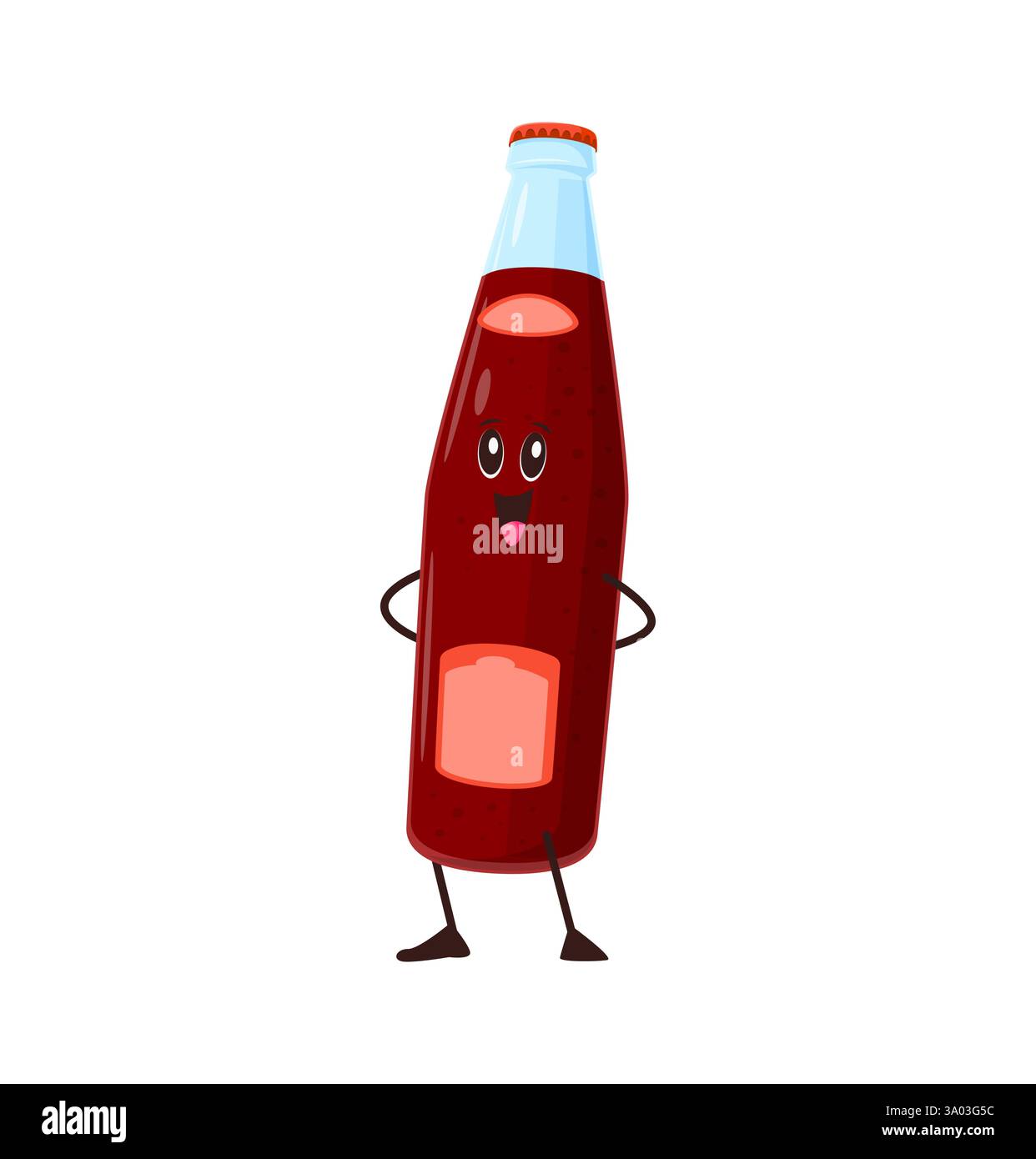 Dessin animé groovy bouteille de soda caractère mignon. Mascotte joyeuse de dessin animé rétro de boisson fraîche. Entonnoir vecteur isole de boisson gazeuse rafraîchissante Illustration de Vecteur