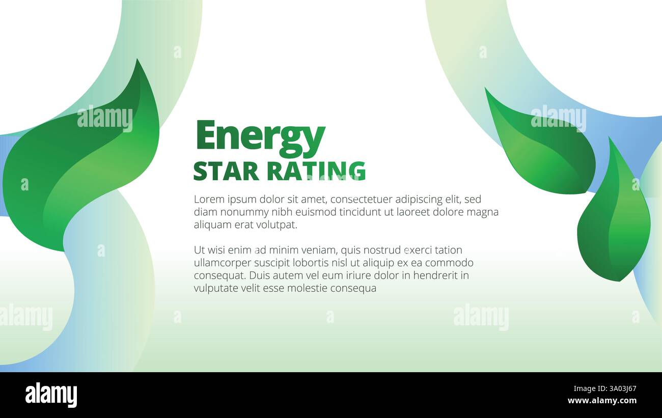 Concept de classement Energy Star. présentation des modèles de rapport annuel des activités de l'entreprise. feuilles vertes abstraites avec vecteur d'aspect propre de gradient de ligne Illustration de Vecteur