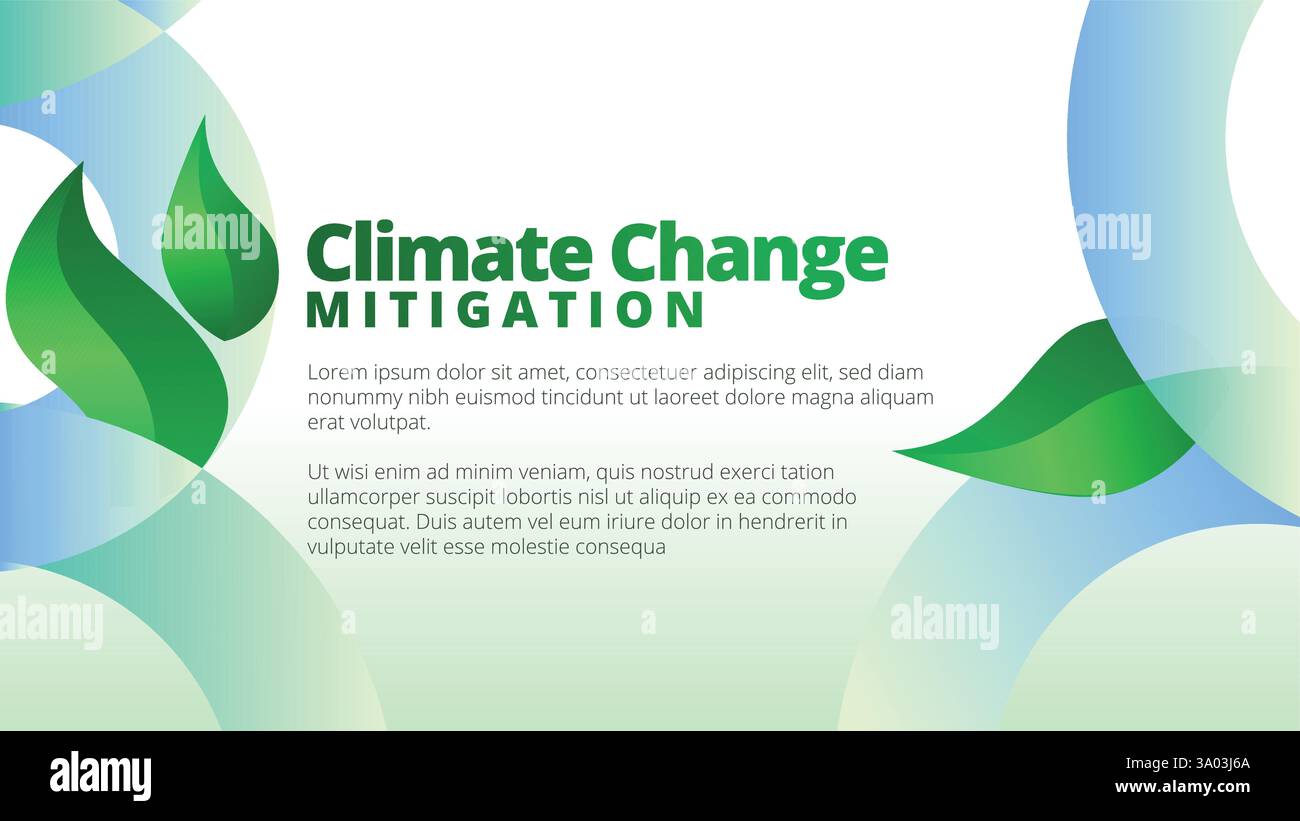 Concept d'atténuation des changements climatiques. présentation des modèles de rapport annuel des activités de l'entreprise. feuilles vertes abstraites avec dégradé de lignes épurées Illustration de Vecteur