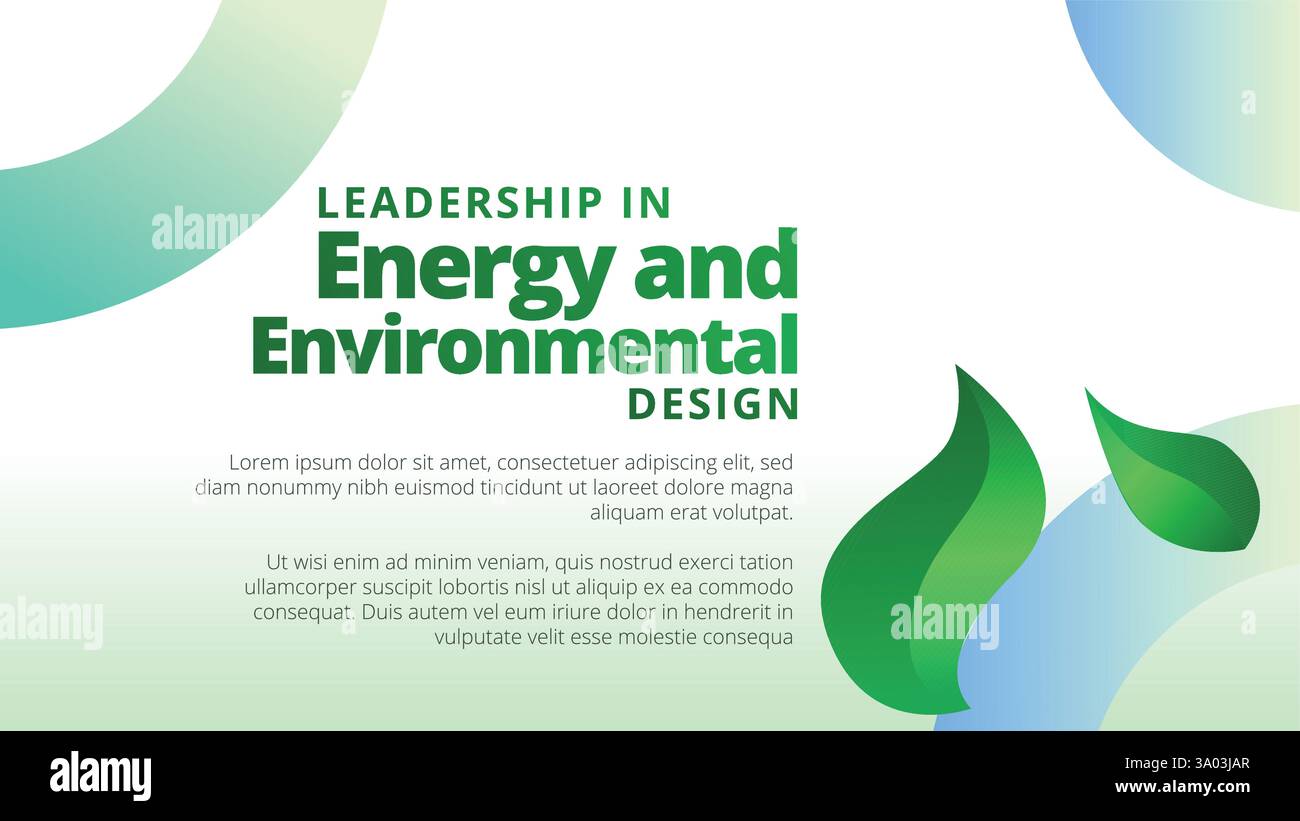 Leadership dans le concept de conception énergétique et environnementale. présentation des modèles de rapport annuel des activités de l'entreprise. feuilles vertes abstraites avec ligne Illustration de Vecteur