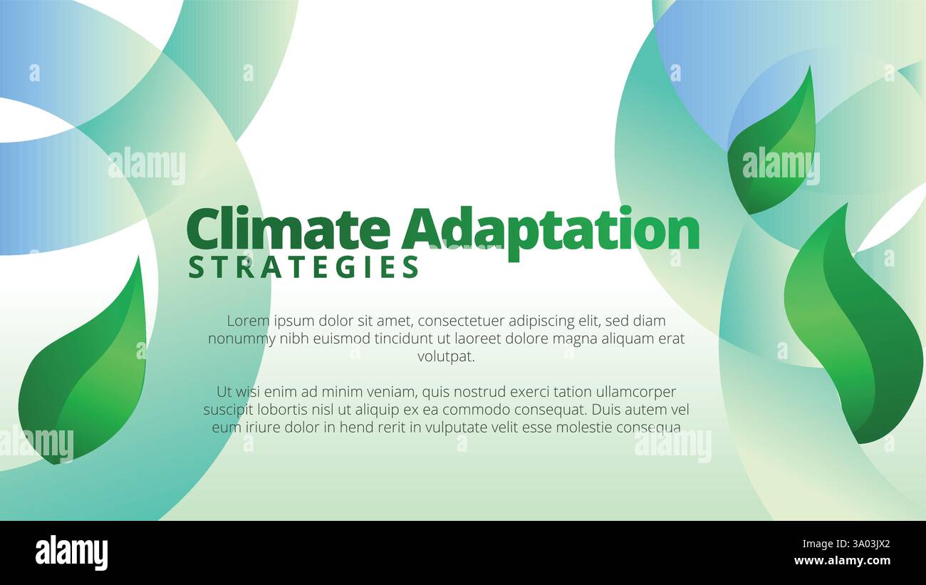 Concept des stratégies d'adaptation au climat. présentation des modèles de rapport annuel des activités de l'entreprise. feuilles vertes abstraites avec gradient de ligne nettoyer l Illustration de Vecteur