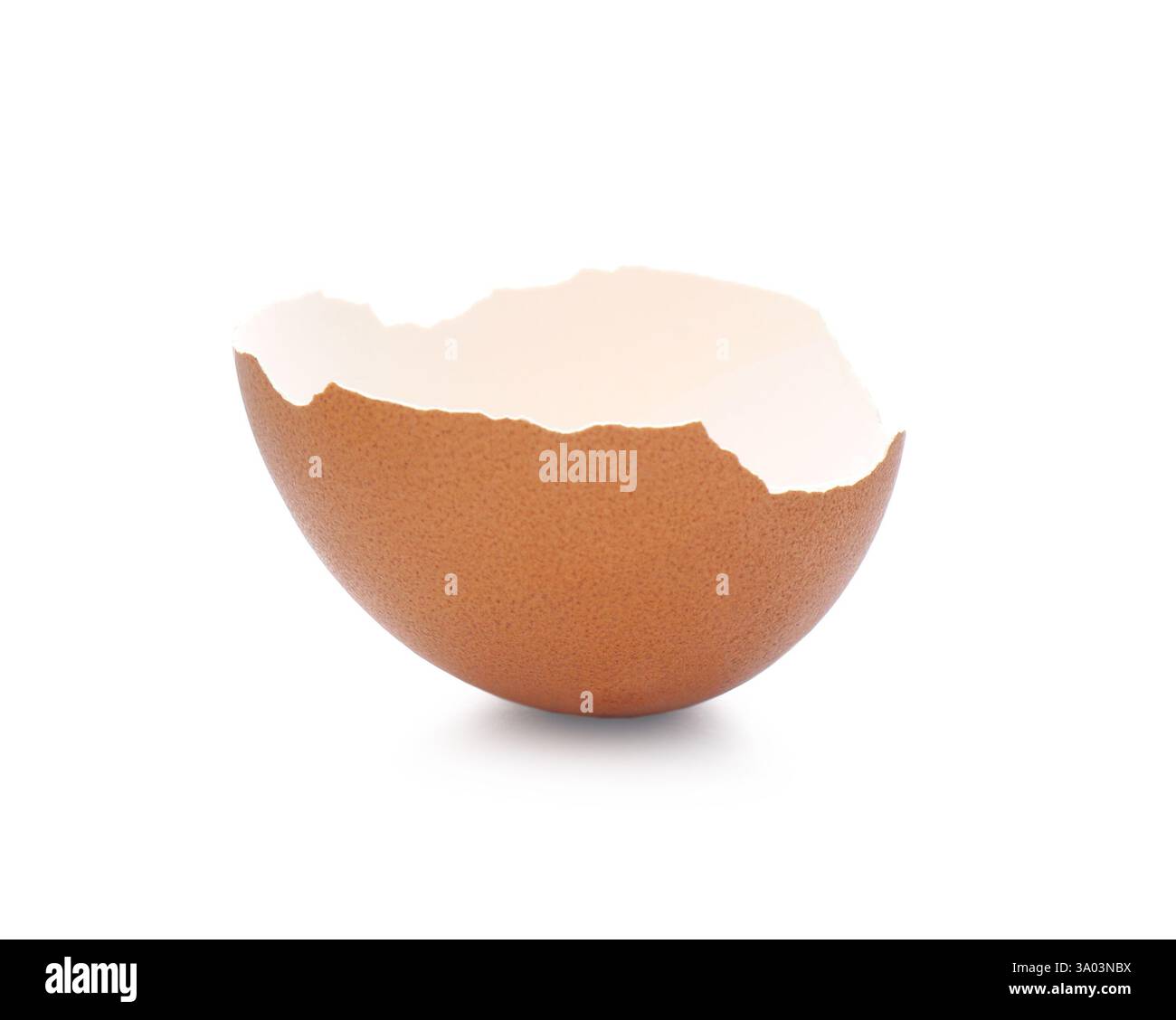 Morceau de coquille d'œuf fissurée isolé sur blanc Banque D'Images