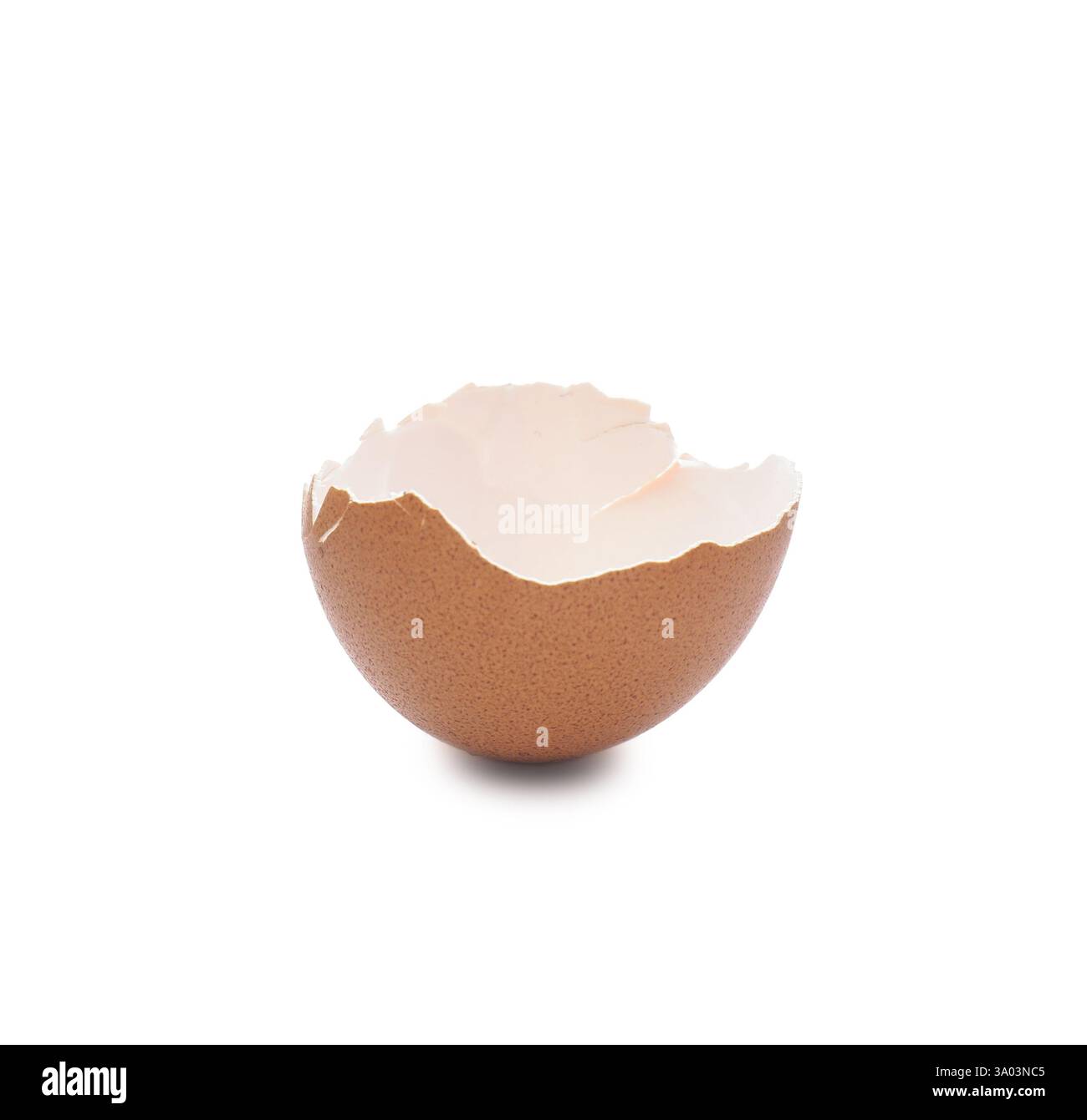 Morceau de coquille d'œuf fissurée isolé sur blanc Banque D'Images