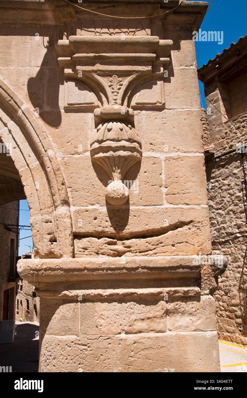 Détail de l'ancienne chapelle, XVIII siècle, construction rurale à Calaceite, région de Matarraña, Teruel, Communauté d'Aragon, Espagne Banque D'Images