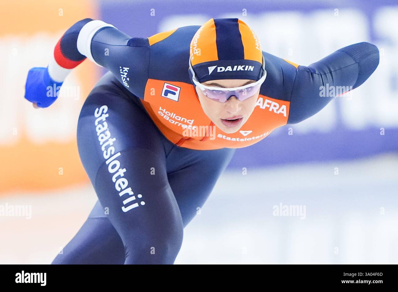Heerenveen, pays-Bas. 02 mars 2025. HEERENVEEN, PAYS-BAS - 2 MARS : Jutta Leerdam des pays-Bas pendant la Coupe du monde ISU de patinage de vitesse 6 au Thialf le 2 mars 2025 à Heerenveen, pays-Bas (photo par Andre Weening/Orange Pictures) crédit : Orange pics BV/Alamy Live News Banque D'Images
