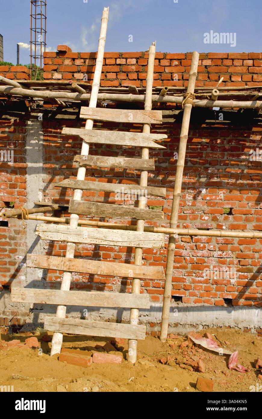 Brique de mur à Asansol, Bengale occidental, Inde, Asie Banque D'Images