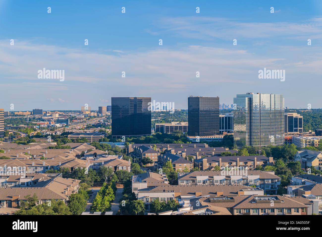 Vue en grand angle du paysage urbain de Dallas au Texas Banque D'Images