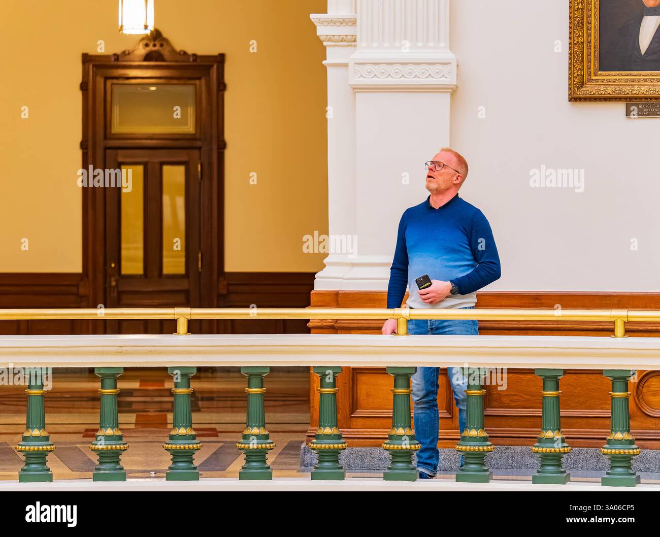 Texas, 9 mars 2024 - vue intérieure du Capitole du Texas avec les visiteurs explorant les salles. Banque D'Images