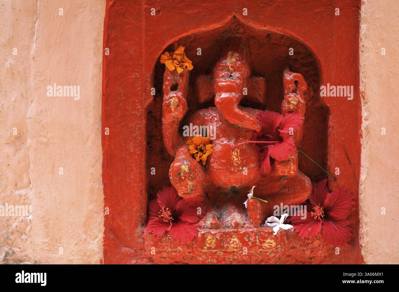 Lord ganesh in Wall, Ranje, Pune, Maharashtra, Inde 27-septembre-2009 Banque D'Images