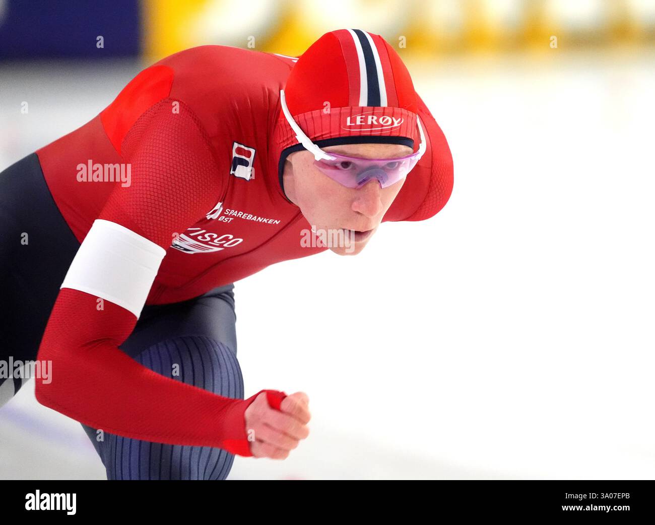 Peder Kongshaug (NOR) en action sur 1500 m hommes lors de la 6e Coupe du monde ISU le 28 février 2025 à Thialf à Heerenveen, pays-Bas crédit : SCS/Soenar Chamid/AFLO/Alamy Live News Banque D'Images