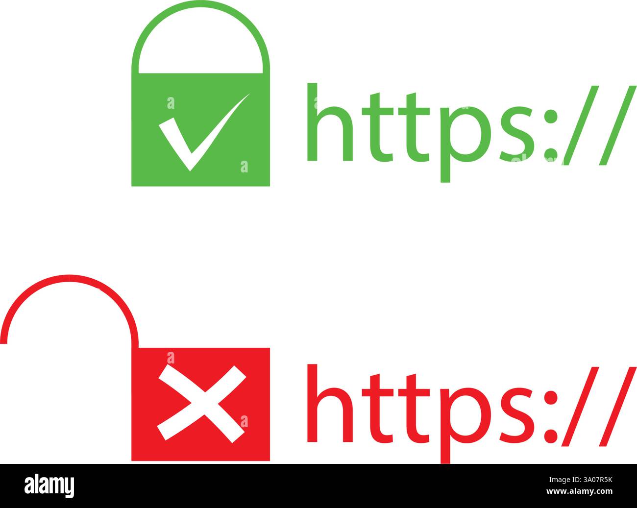 Les protocoles http et https sur le bouclier, sur fond blanc. Stock Vector illustration. Illustration de Vecteur