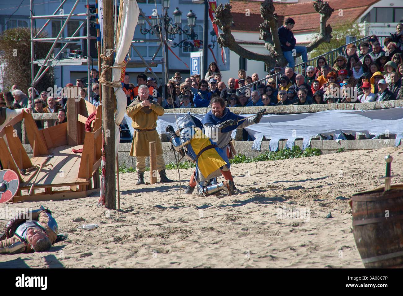Baiona, Pontevedra, Espagne;2 mars 2025 : le festival Arribada à Baiona, Espagne, célèbre l'arrivée de la Pinta en 1493, le premier navire à apporter des nouvelles Banque D'Images