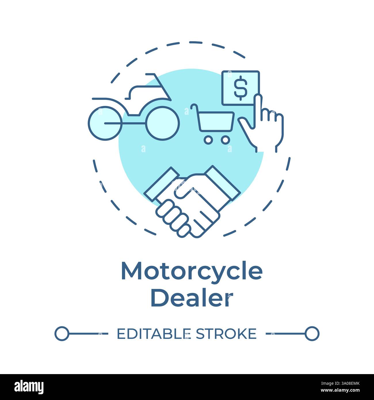 Icône de concept bleu doux du concessionnaire moto Illustration de Vecteur