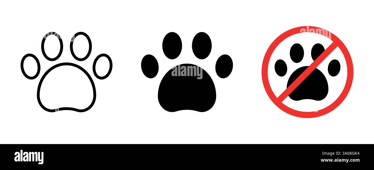 Illustration des empreintes de pattes avec panneau d'interdiction d'entrée inclus en rouge Illustration de Vecteur