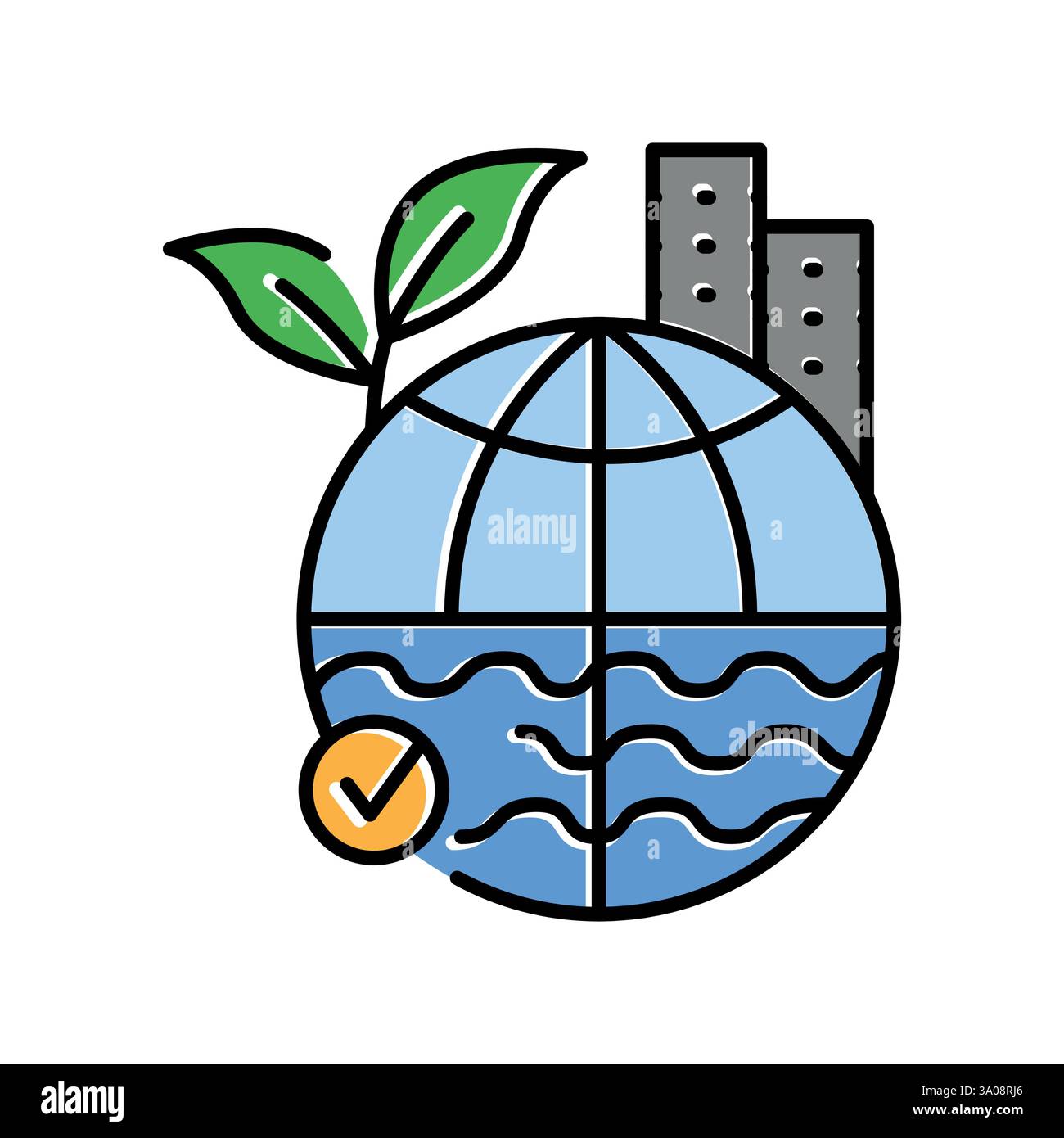 Icône de ligne de couleur stratégies d'adaptation au climat. Elément isolé par vecteur. Contour modifiable. Illustration de Vecteur