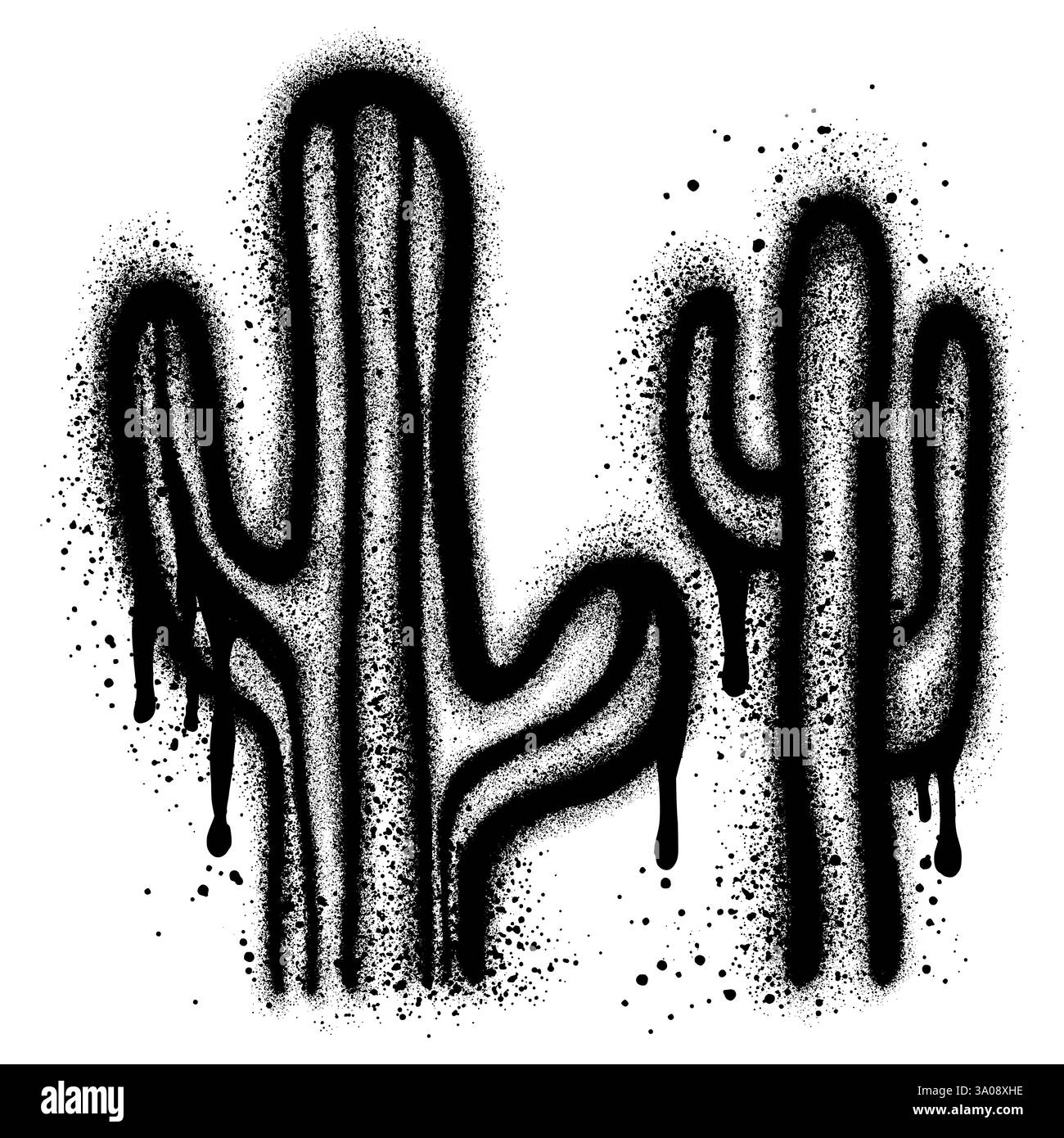 Graffiti de cactus avec peinture noire en aérosol. cinco de mayo. Illustration de Vecteur