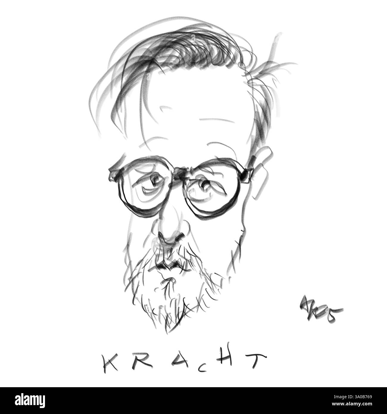 Crayon Portrait de l'auteur Kracht Banque D'Images