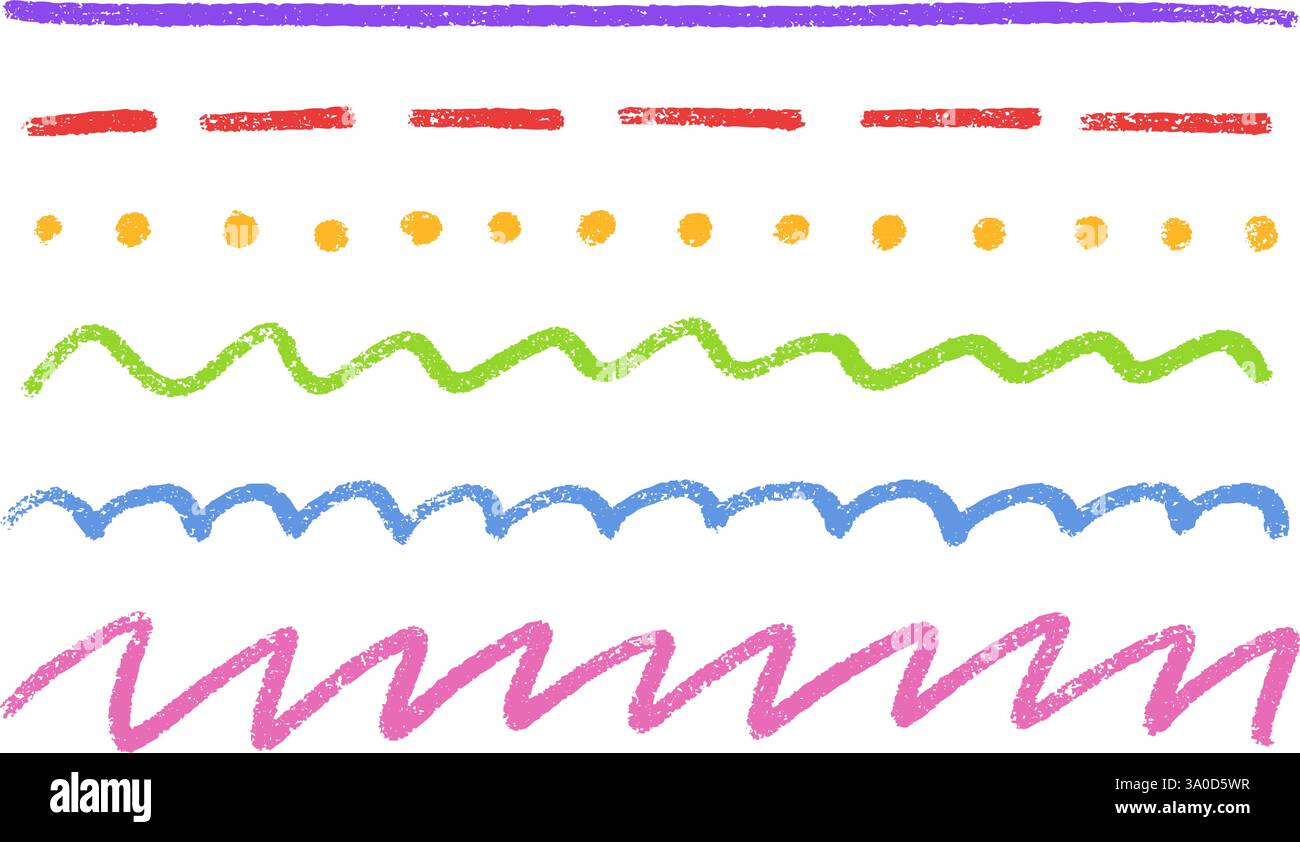 Ensemble de soulignement de crayons colorés Illustration de Vecteur