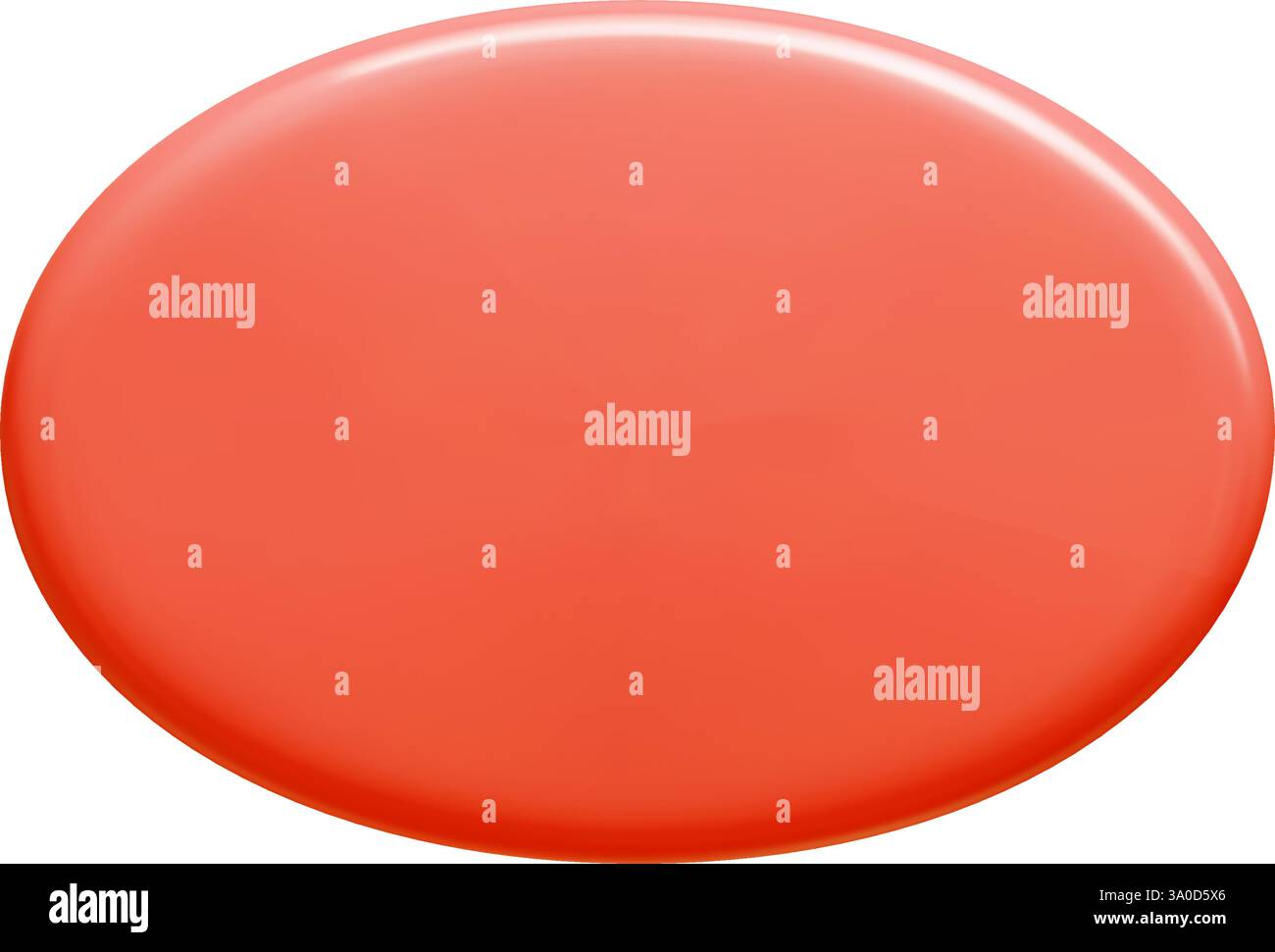 Plaque vectorielle rouge 3d avec forme elliptique ovale et lueur polie Illustration de Vecteur