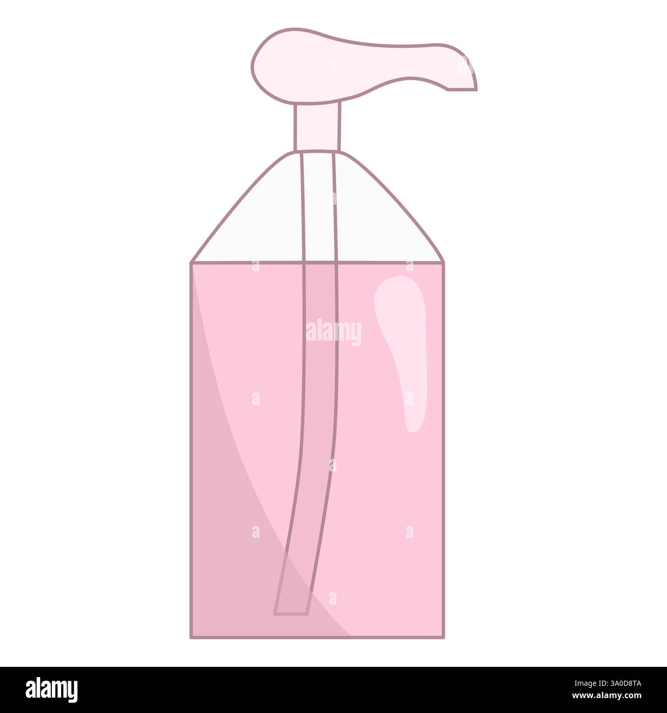 Flacon distributeur rempli de produit de nettoyage rose, favorisant les pratiques d'hygiène et de propreté, illustration vectorielle de style doodle Illustration de Vecteur